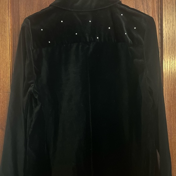 Quacker Factory Womens M Vintage Black Velour Full Zip Sweater Deco Stitch - Picture 5 of 5